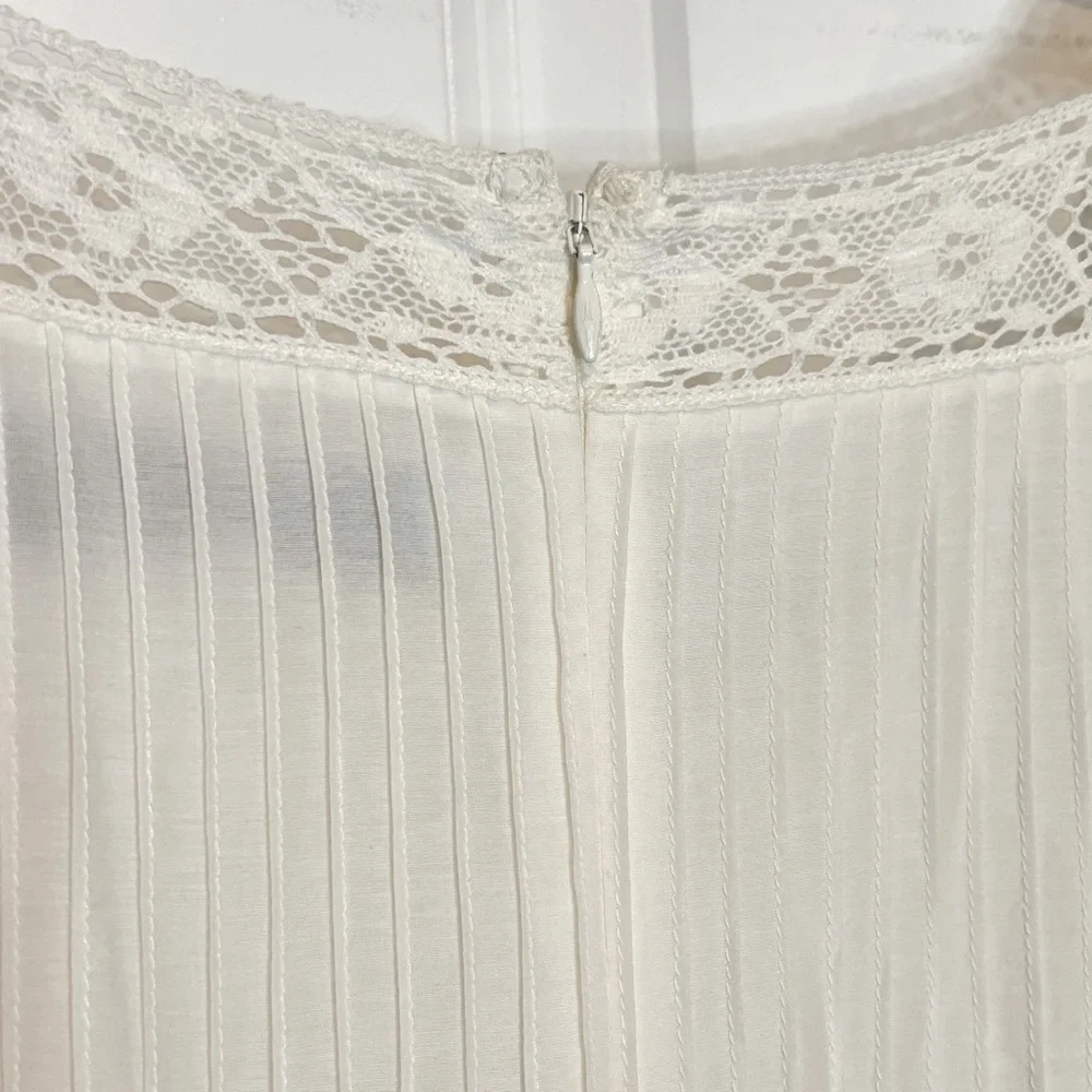 Hunter Bell Evelyn White Silk Cotton Lace Trim Square Neck Midi Maxi Dress 6 - Picture 9 of 12